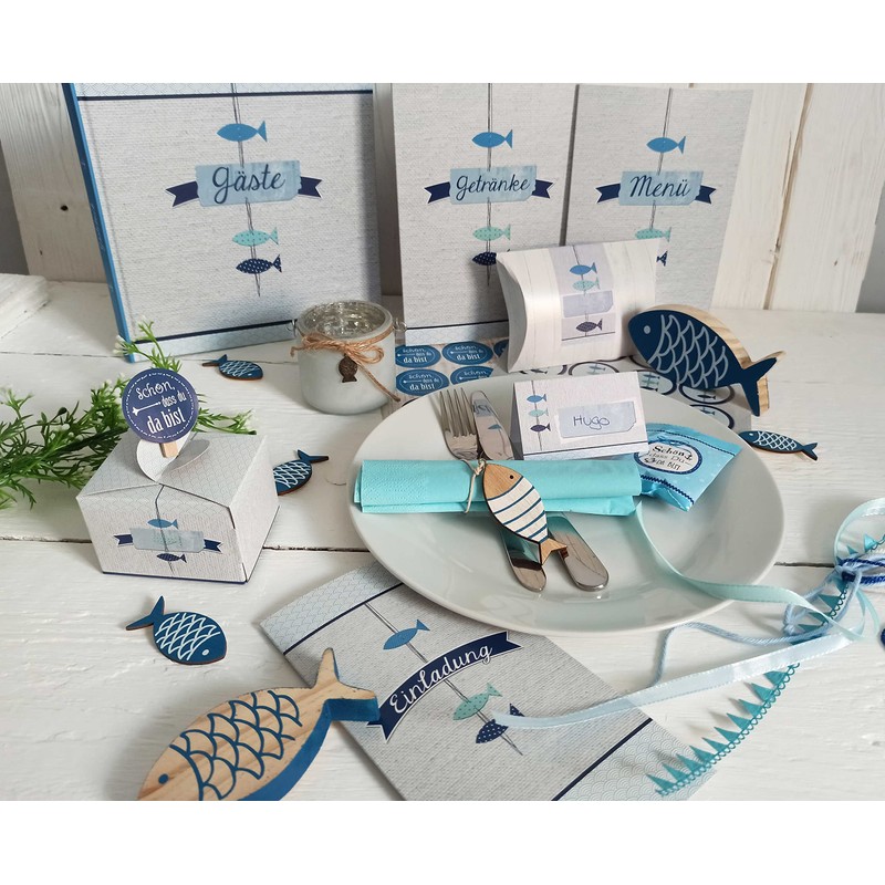 Logbuch-Verlag 96 Schön dass du da bist Sticker Wedding Blue