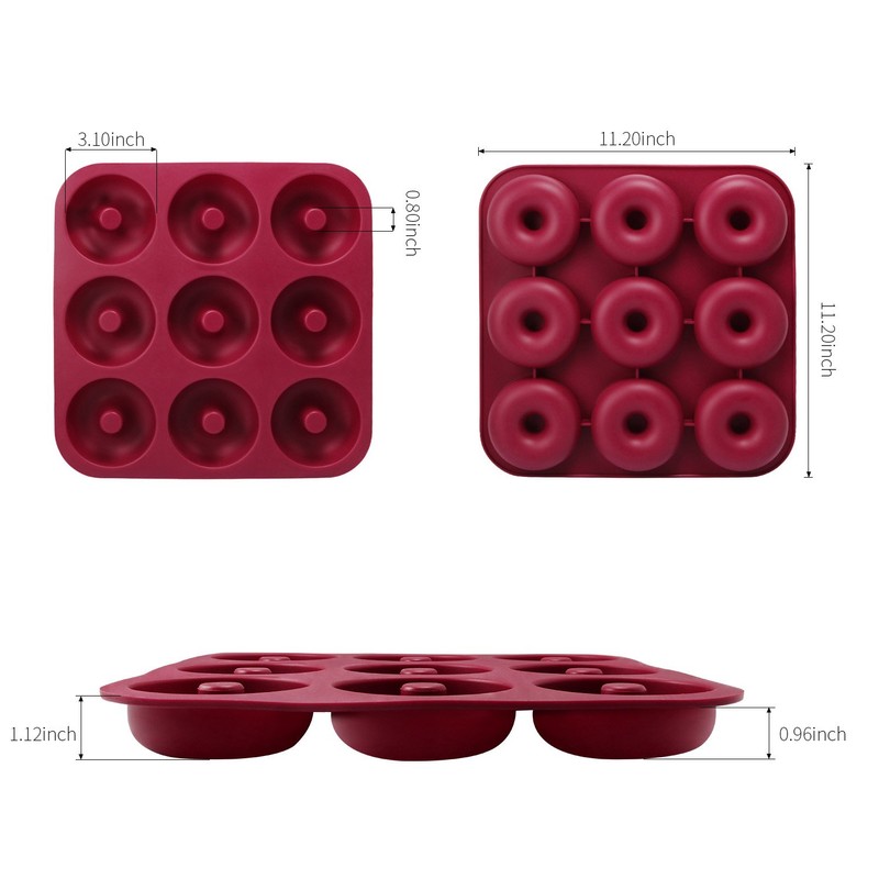 Large Silicone Donut Pan for Baking, 9 Cavity Non-Stick Food