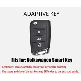 HIBEYO for Volkswagen Key Fob Cover Key Fob Case Campatible with Volkswagen Atlas Tiguan Jetta Beetle Passat Golf MK6 Polo Flip 3 Button Key for Volkswagen Accessories wiht Keychain-Red