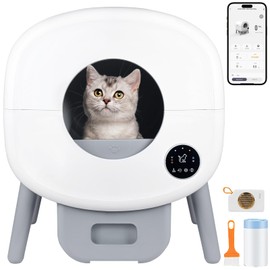 Heifriday Self Cleaning Litter Box, Large Automatic Cat Litter Box Self Cleaning with APP and Simple Panel Control Twofold Odor Removal Safety Protection for Multiple Cats