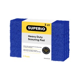 Scouring Pad Non-Scratching Scrubber Non-Scratch Cleaning Scrub Pads, Heavy Duty Scouring Pad, Reusable Kitchen Scrubbing Pad Pack of 3, Blue, by Superio