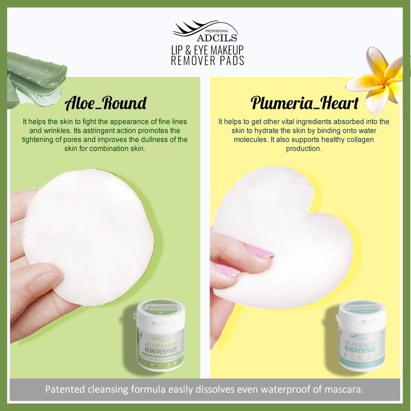 ADCILS PROFESSIONAL Lip & Eye Makeup Remover Pad Aloe Vera