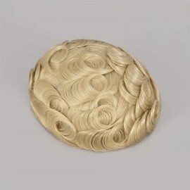 LLWear Human Hair Pieces Mens Toupee Soft Thin Skin with 0.03mm V-loop knot Wigs for Men Hair Replacement 8×10 inches System (8x10 Inch 0.03mm, #613(Blonde)