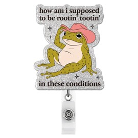 Rootin' Tootin' Badge Reel, Funny Cowboy Frog Retractable Badge Holder Name Tag ID Card Clip for Nurse Doctor Teacher