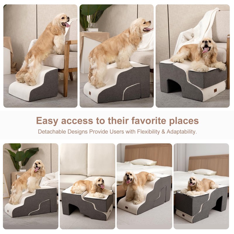 Garnpet Dog Stairs for High Beds with Tunnel, 5-Step Dog