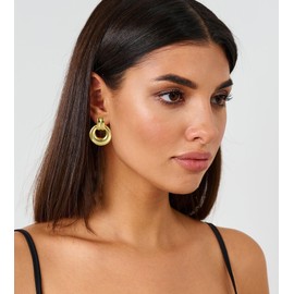 Aprilery Chunky Gold Earrings Trendy Vintage Gold Geometric Dangle Statement Earrings Hypoallergenic Dupes Jewelry for Women Gifts for Her