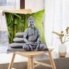 Cushion Cover, Zen Buddha Statue Bamboo Printing Pillowcase, for Car