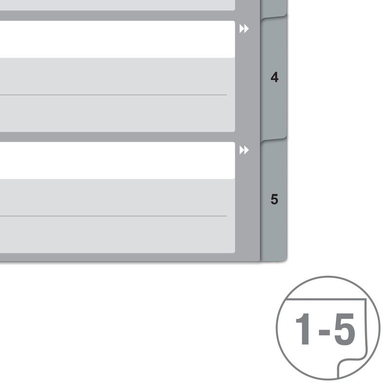 VON Leitz Pack of 10 A4 Number Indexes, 1-5 Numbered