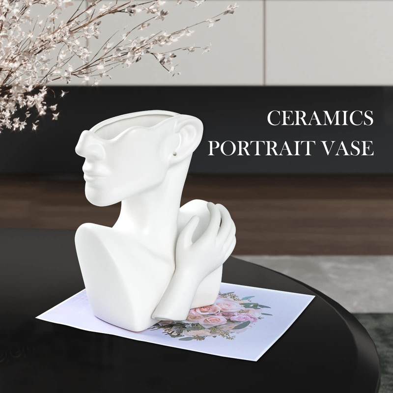 GDYOOSHOW Face Vases for Flowers Bust Planter Ceramic Head Vase