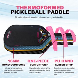 Pickleball Paddles T700 3K Carbon Fiber Picklebll Paddle with Aero Throat Edgeless Designed 16MM Thermoformed Pickleball Racket USAPA Approved
