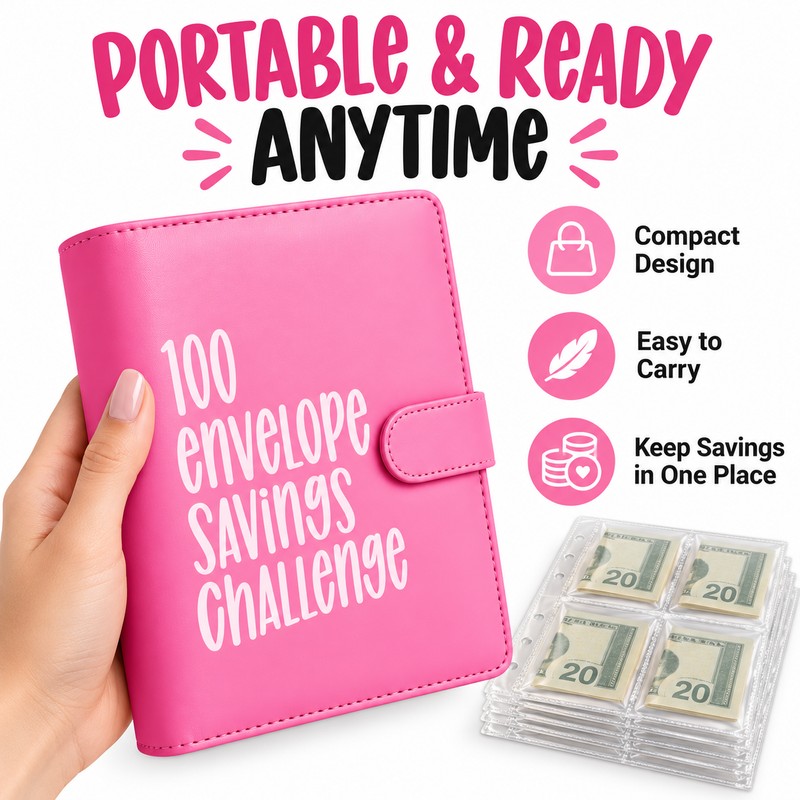 100 Envelope Savings Challenge Binder, 100 Day Money Saving Book