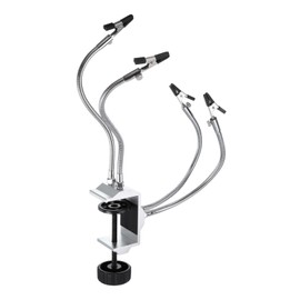 HARFINGTON Soldering Helping Hands, Third Hand Solder Tool Clamp Stand with Flexible Arms 4 Rotatable Alligator Clip for PCB Electronics Repair Assembly Hobby Welding, Silver 10"