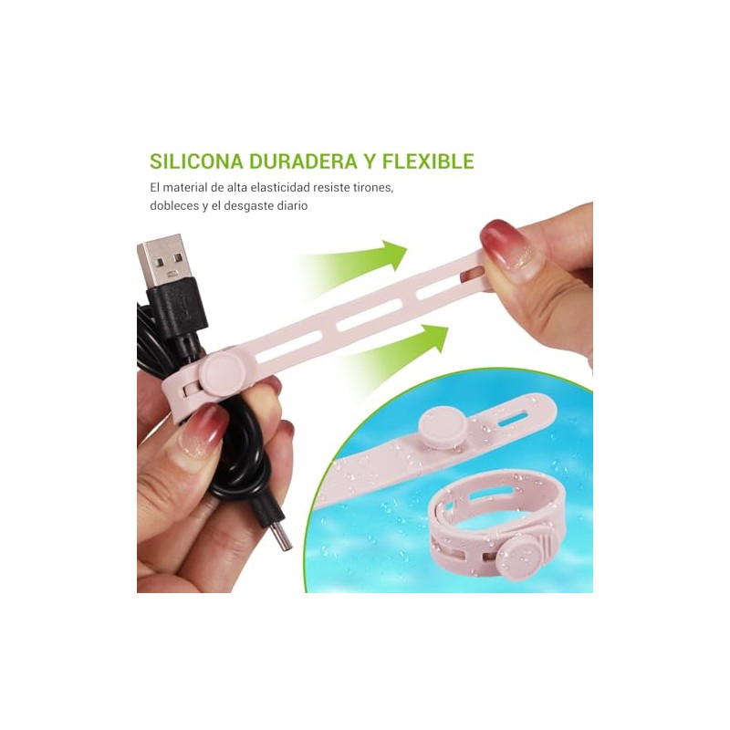 NEARPOW Organizador de Cables Ajustable, Bridas de Silicona Reutilizables y