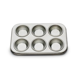 Fox Run Muffin and Cupcake Pan, Micro, Extra Small 6 Cup, Stainless Steel Silver