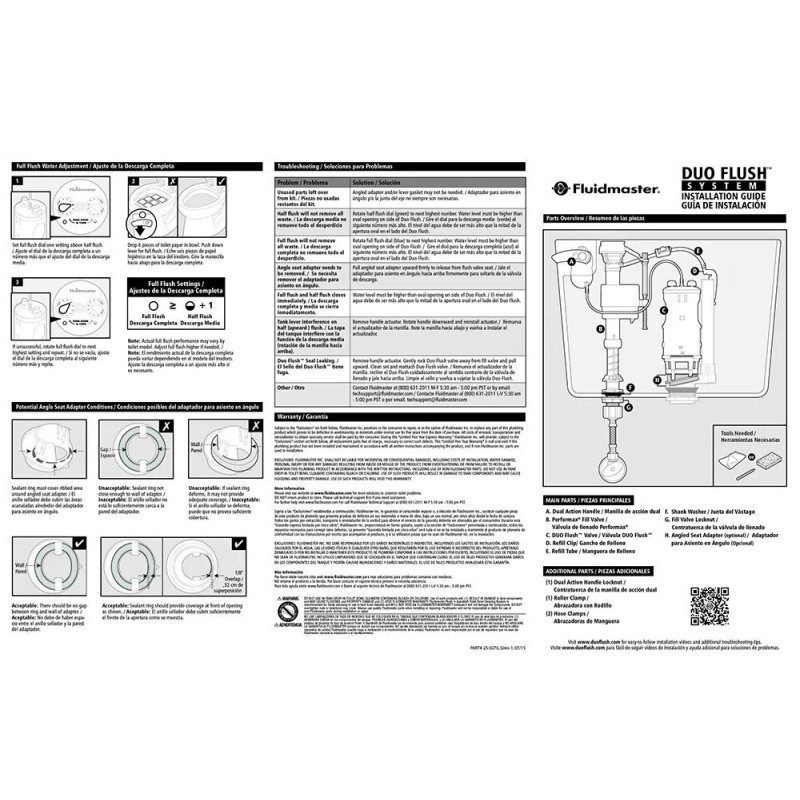Fluidmaster DuoFlush Complete Fill and Dual Flush Conversion System 550DFRK-3