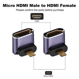 AreMe 8K Micro HDMI to HDMI Adapter (2 Pack), Up and Down 90 Degree Right Angle Micro HDMI Converter Connector for Sony A6000, Raspberry Pi 4, GoPro Hero 7 and Other Sport Camera