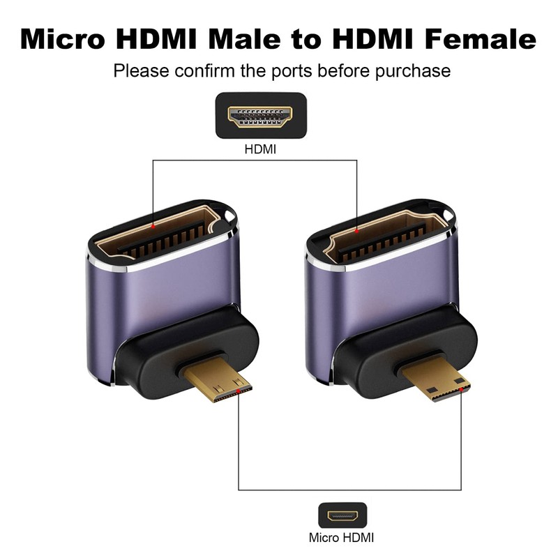AreMe 8K Micro HDMI to HDMI Adapter (2 Pack), Up
