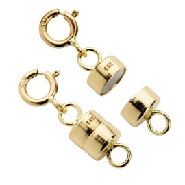 Everyday Elegance Solid 14K Yellow Gold Magnetic Clasps and Closures for Necklaces Bracelets Anklets| Clasp Converter | with Spring Ring Clasp | 2 Clasps | 4.5mm Thickness