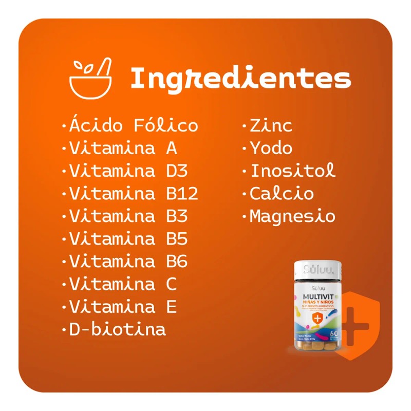 Vitaminas Para Niños Gomitas Protección Inositol Calcio Zinc Frutas
