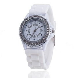 CdyBox Women’s Wholesale Watches Pack Silicone Band Lady Rhinestone Wristwatch (White)