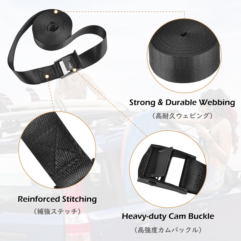 TRIWONDER Cargo Fastening Belts, Multipurpose, Securing, Tie-Downs, Binding Bands, Lashing