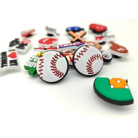 Sports Collection Shoe Charms,Baseball Volleyball Softball Soccer Football Basketball Hockey Shoe Charms Accessories Pack for Boy Girl Women Men (Baseball)