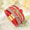 GZJINYUAN Heart Leather Wrap Bracelet, Boho Layered Cuff Bangles with