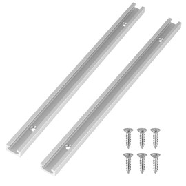Sanbege 12" T-Track Rails Pack of 2, Aluminum T-Channel, Double Cut T Slot Track with Predrilled Mounting Holes and Screws for Woodworking Jigs and Fixtures, DIY Router Table, Drill Press, Table Saw