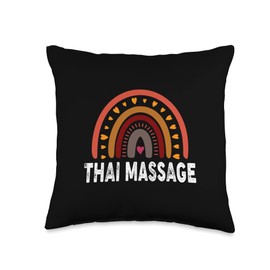Thai Massager Colorful Rainbow Design for Therapists Throw Pillow
