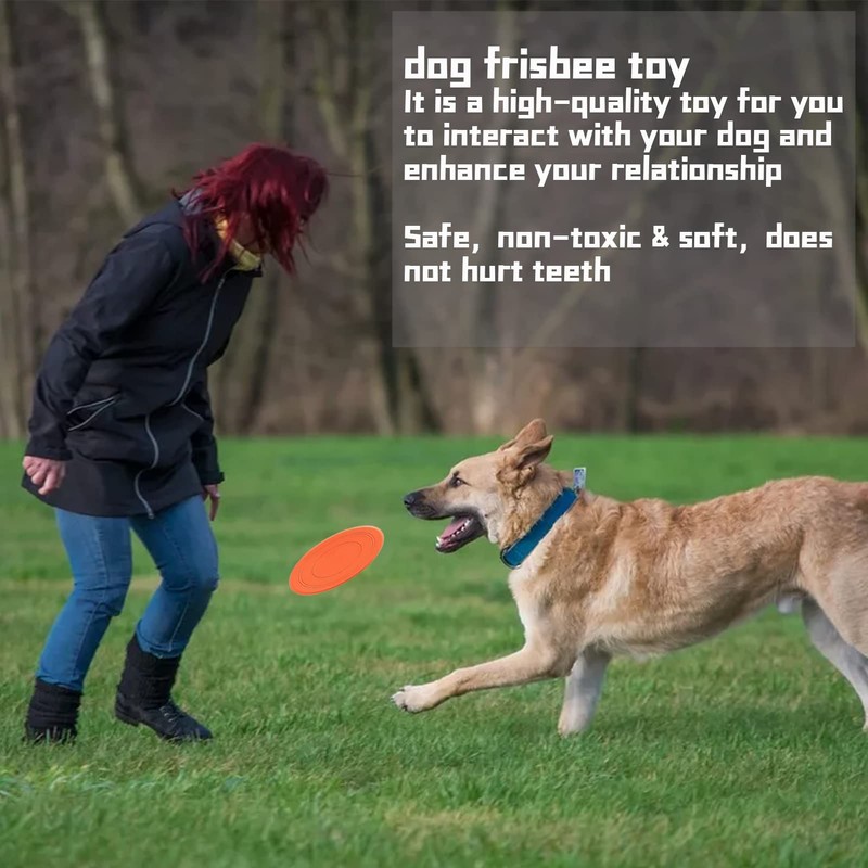 Bansusu Dog Frisbee Toy Set, 2-Pack Non-Toxic Rubber Flying Discs,