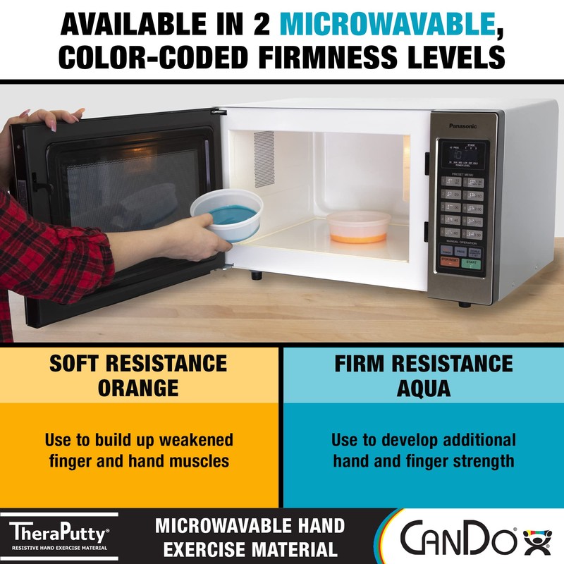 CanDo 300869 Microwavable TheraPutty Exercise Material, Blue, Firm, 6oz