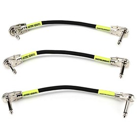 Ernie Ball - Cable de conexión entre pedales, acodado plano/acodado plano, 15,2 cm, 3 unidades, color negro