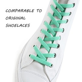 VSUDO VSUDO 60cm Length Flat Mint Green Trainers Shoelace, 8mm Wide Shoe Laces for Sneakers, Premium Trainer Shoe Strings, Replacements Athletic Sport Shoelaces for Women or Men (1Pair-Mint Green-060cm)