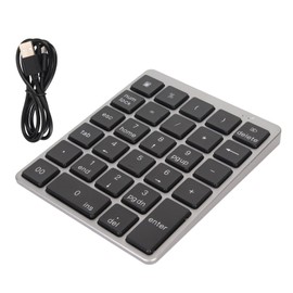 Numeric Keyboard Mini USB Rechargeable Wired 28 Keys Thin Portable Aluminum Alloy Dark Gray