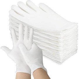 MOAZIFI 15 Pairs of Cotton Gloves, White, Breathable Cotton Gloves for Work Protection, Crafts and Formal Occasions, Reusable Fabric Gloves with Elastic Waistband
