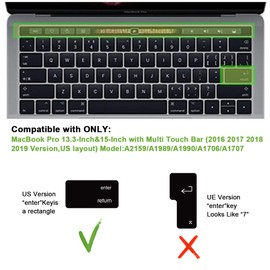 MMDW Taiwanese Chinese Keyboard Cover Skin for MacBook Pro with Touch Bar 13-inch 15-inch (Model A2159,A1989,A1990,A1706,A1707)(2019 2018 2017 2016) USA Layout Protective Skin