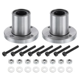 QUARKZMAN LMF13UU Linear Ball Bearing 14 mm Bore 23 mm OD 32 mm Length Round Flange Nickel-Plated with Screws for CNC Machine 3D Printer Pack of 2