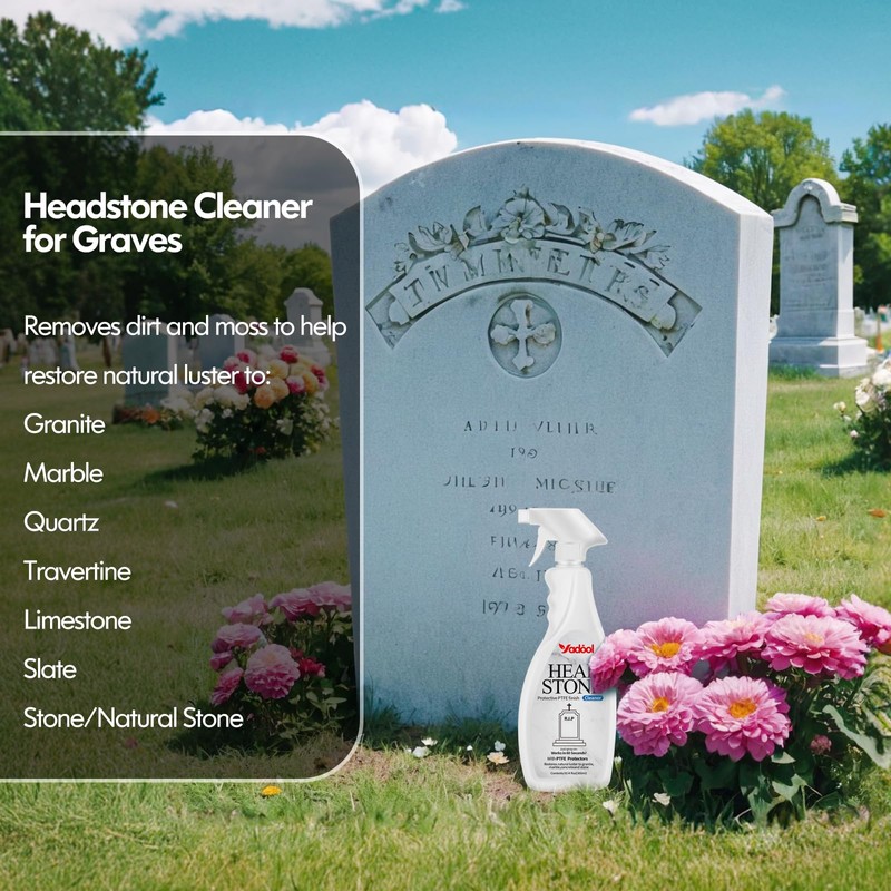 Headstone Cleaner for Graves & Memorials, Granite Cleaner, Removes Dirt