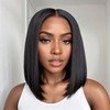 VIYAVIY Straight Bob Wigs 4x4 Closure Wigs Human Hair 12 Inch Pre plucked Brazilian Straight Human Hair Lace Front Wigs for Women with Baby Hair Middle Length 150 Density