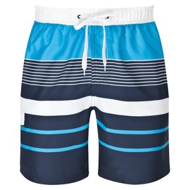 Mareno® Men's Swimming Trunks, Black Check - Striped Blue, size: l