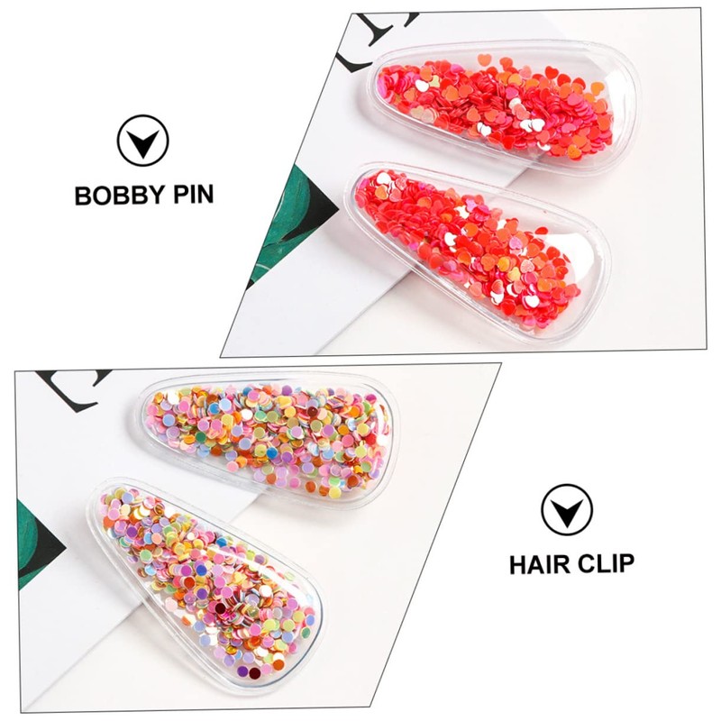 Baluue 40pcs Transparent Pvc Quicksand Hair Clips Drop-shaped Diy Materials