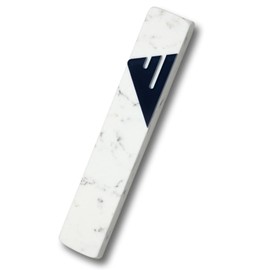 Modern Mezuzah Decorative Jewish Mezuzah for Door - Mezuzah Case, Marble Design, Waterproof for Indoor & Outdoor Use, Includes Double-Sided Tape - Marble Stone Carrara Design with Black Shin, 6"x1"
