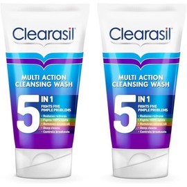 Clearasil 5-In-1 Face Wash 150ml Pack of 2 | Cleanser for Acne, Blackheads, Anti-Redness, Spot Treatment | Reduces Pimples, Clears Skin | Deep Cleanser for Blemish-Prone Oily Sensitive