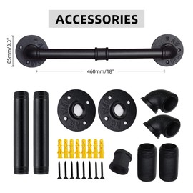 DSDS Industrial Pipe Towel Rack Towel Bar, Heavy Duty Bathroom Hardware Towel Bar Accessory, Wall Mounted Rustic Iron Bathroom Towel Rack Holder