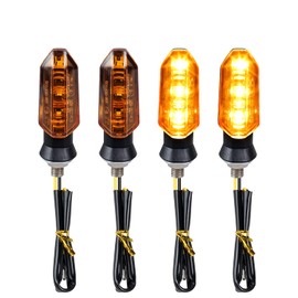QUASCO 4PCS Universal Motorcycle Turn Signals Front Rear LED Turn Signal Light Mini Amber Blinkers for Motorbike Scooter Quad Cruiser Off Road Touring