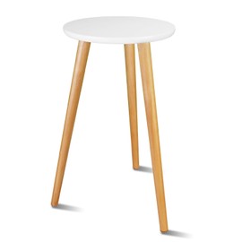 Uneedem Indoor Plant Stand - Mid Century Wooden Plant Table, Tall Holder for Flower Pots, Small Round End Table (A3-White, High: 20.5")