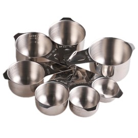 zoyizi Copper Measuring Cups Set 7, Stainless Steel Measuring Cups for Kitchen & Baking, Metric & US Measuring Tools for Dry and Liquid, Metal Measure Cups with 1/8, 1/4, 1/3, 2/3, 3/4 Cup