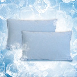 Viiotu 2 Packs Cooling Pillowcase, 48X74CM Both Sides Cooling Pillow Case, Breathable Soft Pillow Protector for Hot Sleepers, Night Sweats, All Season (Blue)