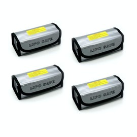 4 Pack LiPo Fireproof Explosionproof Safety Bag |ExpertPower|for Lithium Battery & DJI Mavic & DJI Phantom 3 Battery|Guard Charging and Storage Safe Bag (7.3 x 3.0 x 2.5 Inches)