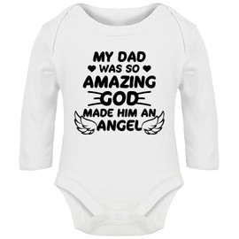 Hippowarehouse My dad was so Amazing God Made him an Angel Baby Vest Bodysuit (Long Sleeve) Boys Girls White